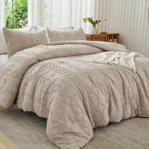 Comforter King Size Khaki, 3 Boho Tufted Fall Comforters  Sets for King, Fluffy (104x90In Comforter  2 Pillowcases)