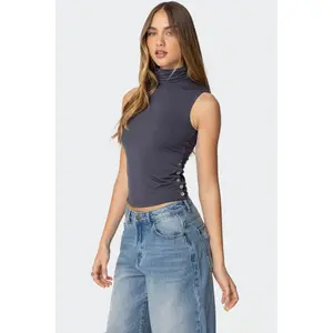 Coral Turtle Neck Top
