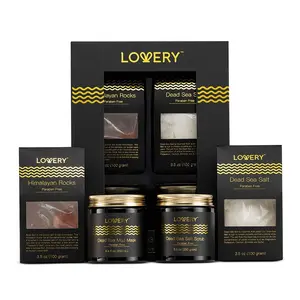 Dead Sea Minerals Home Bath Gift Box - 5Pc Spa Kit Body Care Luxury Exfoliant Mask