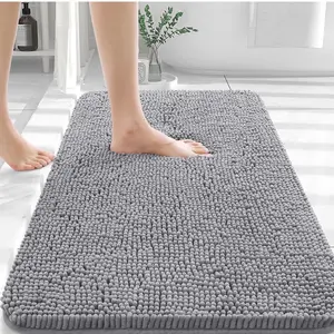 OLANLY Extra Soft Absorbent Chenille Bath Rugs 30x20 Grey Quick Dry Machine Washable for Bathroom Floor Tub & Shower Home Decor Accessories