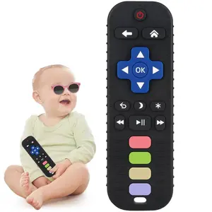 P-STT05   Baby Teether Toy Chew Toy for Babies 3-24 Months TV Remote Control Shape Teething Relief Baby Toys for Infants (Black)