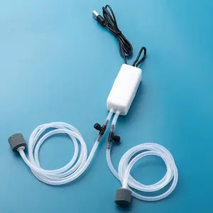 Compact Oxygen Pump Strong Air Volume Sure Here's A Product Title for Listing 1 Set Dual Tube Design Mini Aquarium Kit Ultra-Quiet USB Charging Fish White