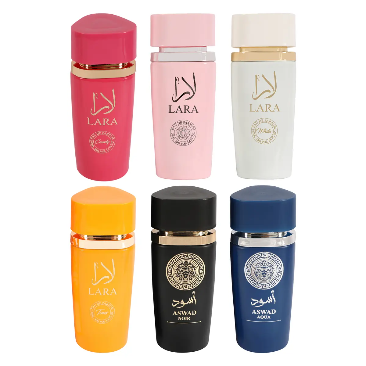 Bundle of EBC Perfumes! Candy, Pink, White, Tous, Aswad Noir and Aswad Aqua Eau De Parfum for Women 100Ml 3.4fl.oz.