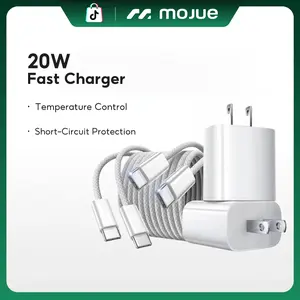 #DealsForYouDays  2-Pack 20W Fast Charging USB-C Wall Charger Block with 2-Pack 6FT/10FT USB-C to USB-C Braided  Cable for iPhone 17/17 Air/16/15 Pro Max，AirPods, iPad and so on