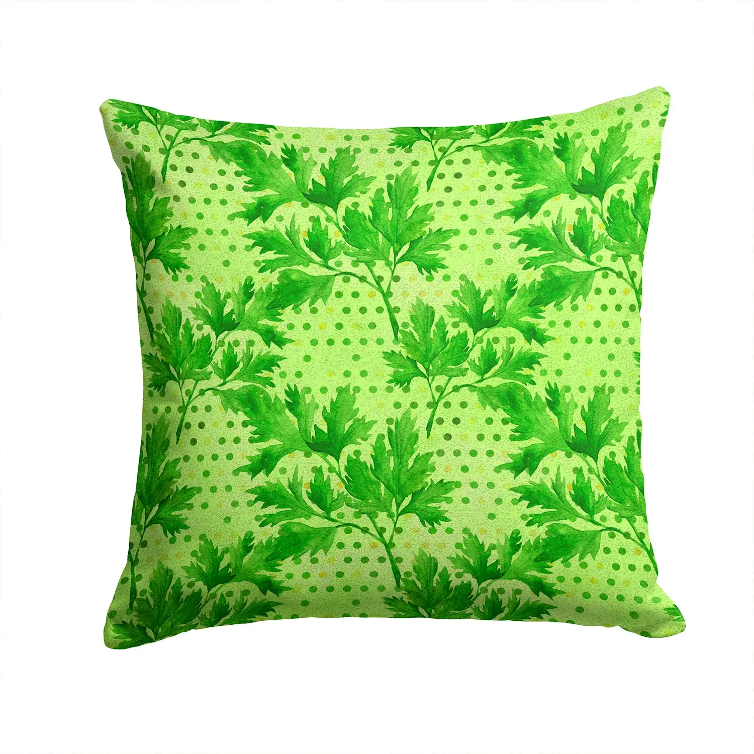 Watercolor Parsley Decorative Throw Pillow 14x14 Indoor Outdoor Accent Cushion, Fabric Cover with Insert for Sofa, Bed, Porch & Living Room