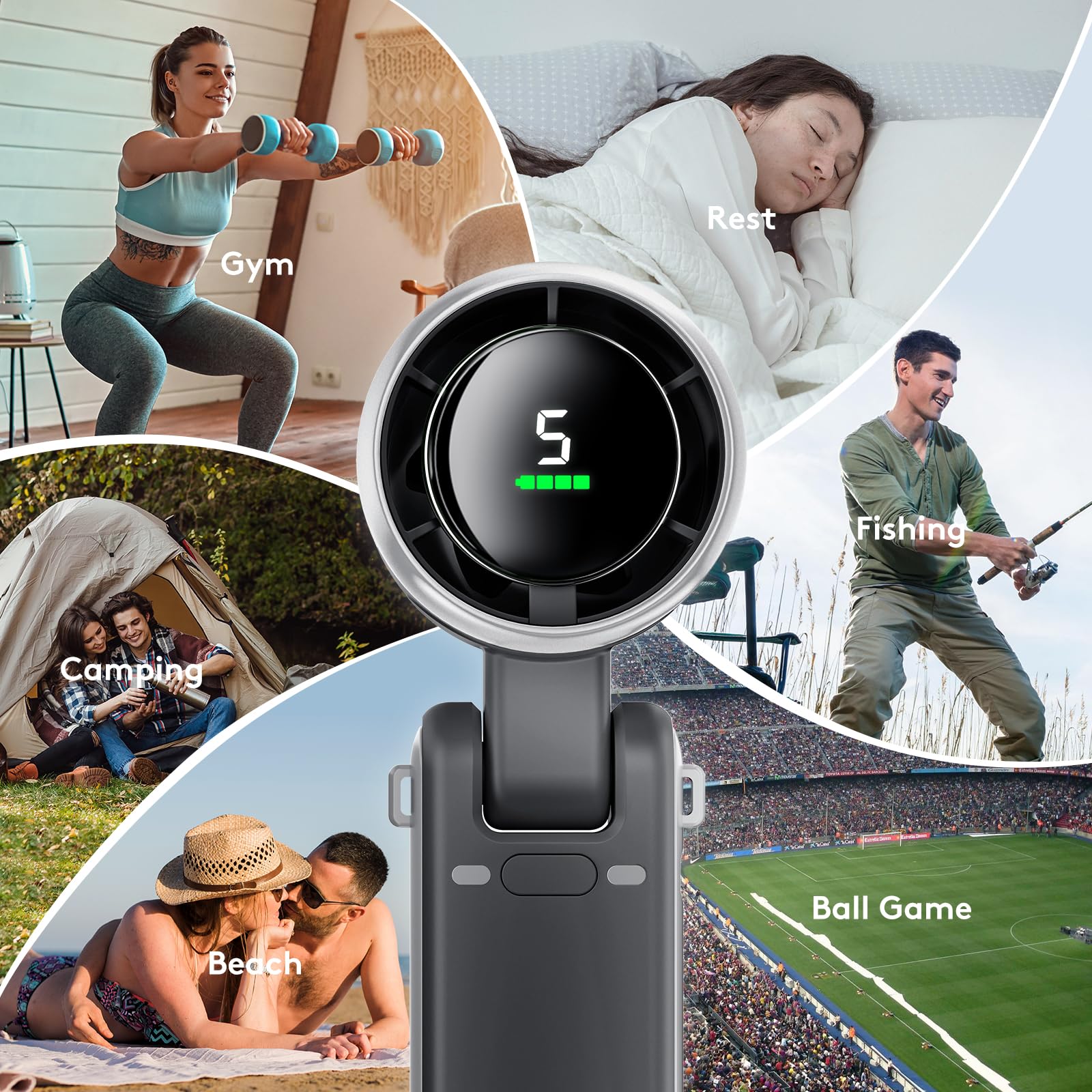 Foldable Handheld Fan, Portable High Speed Rechargeable 10000mAh Mini Turbo Fan, Digital Display, 5 Speed Adjustable Personal Small Pocket, Gifts for Women Men Travel Camp Outdoor Office