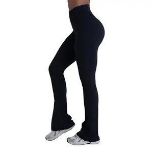 Sunzel Hidden Butt Lifting Scrunch Flare Leggings for Women with Pockets No Front Seam Tummy Control Mini Flared Yoga Pants