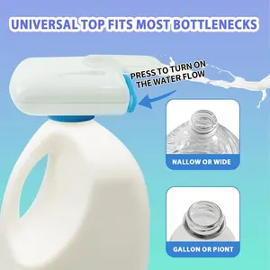 Universal Bottle Top Dispenser Pump for Gallon Water & Milk Jug Press Flow No Spill Liquid Dispenser Fits Most Bottle Caps for Kitchen Cleaning Laundry Use