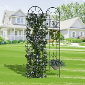 2-Pack or 4-Pack Metal Garden Trellis, 55 x 11 Inch Rustproof Plant Support for Climbing Roses, Vines, Vegetables, Indoor Outdoor Use