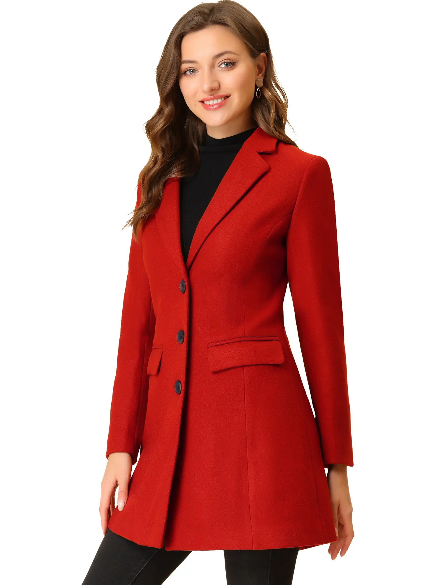 INSPIRE CHIC Notched Lapel Single Breasted Outwear Winter Coat