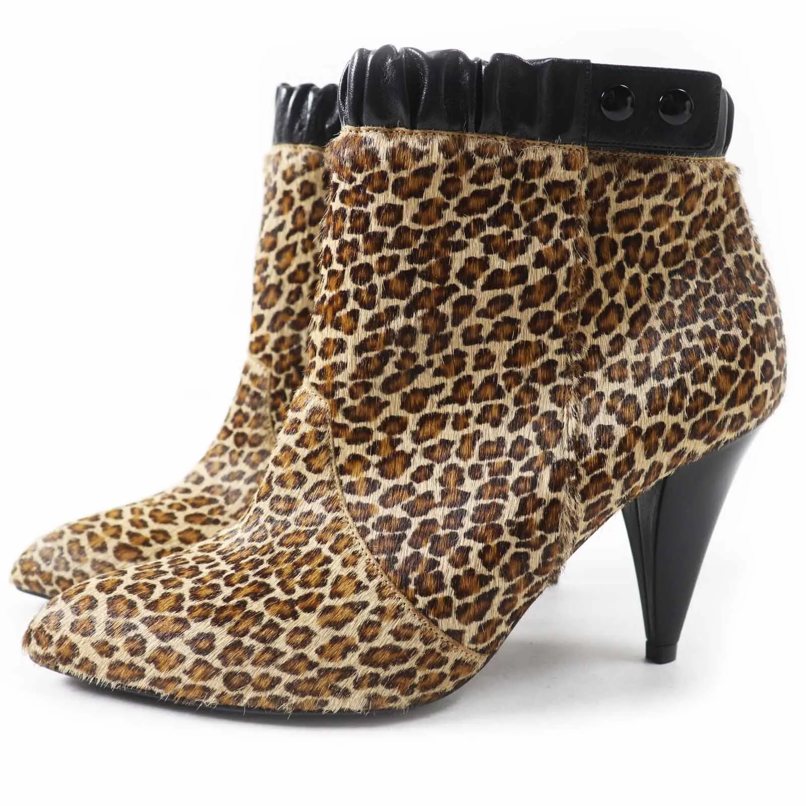 Pre-owned Celine Others Small Leather Goods Leopard Pattern Harako Short Boots