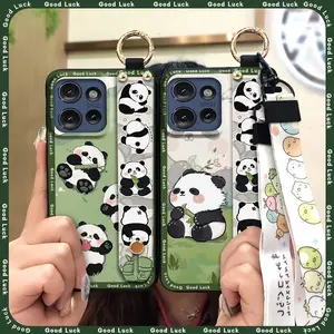 Anti-knock Wristband Phone Case For MOTO G 5G 2025 protective Shockproof Durable Anti-dust Wrist Strap Back Cover Dirt-resistant Kickstand Waterproof Cute Cartoon Soft case ring