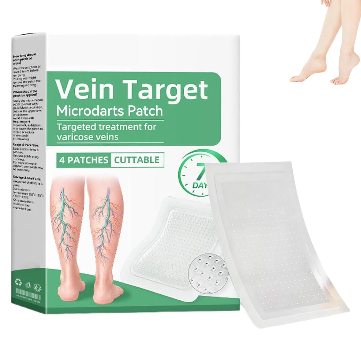 Vein Target Microdarts Patch, Leg Varicose Veins Patchs, Vein Target Patch, Relieves Leg Discomfort, Moisturizes And Smooths Skin.
