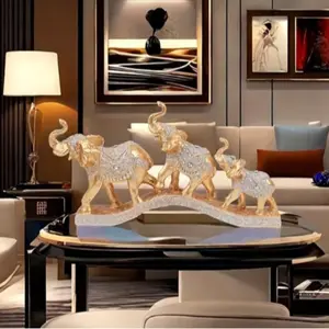 Resin Elephant Statue Set, Indoor Decor Sculpture for Living Room Fireplace Mantel Desktop, Christmas Thanksgiving Valentine Gift, Animal Design, Figurines, Resin Animal Sculptures