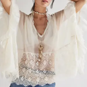 Women’s V Neck Poncho Tops Batwing Sleeve Solid Color Loose Fit T-Shirts Blouses