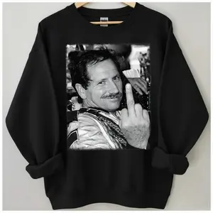 Unique Dale Earnhardt Middle Finger Sweatshirt, Retro Nascar Racing Crewneck, Iconic 90s Racing Graphic Pullover, Streetwear Oversized Racing Sweater, Motorsports, Unisex, Comfortable	