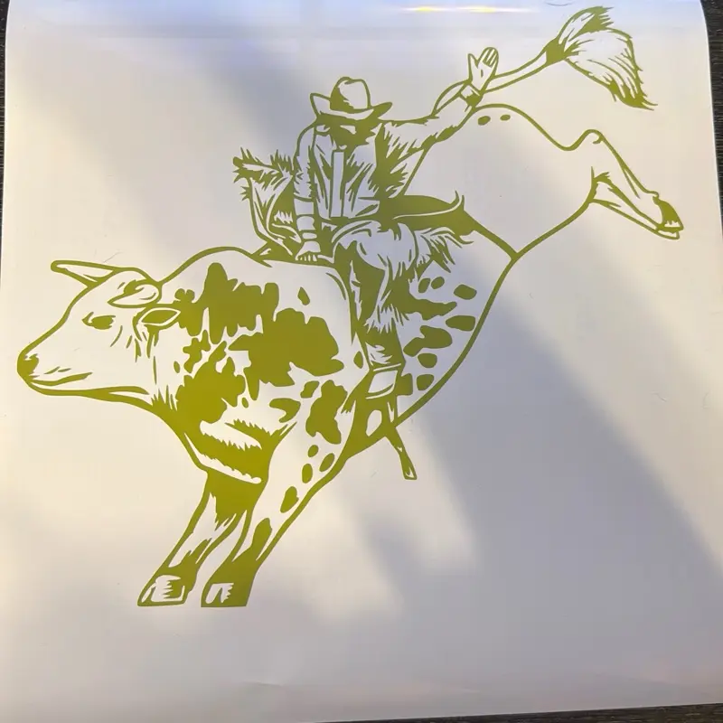 Bull Rider Permanent Vinyl Car Decorative Sticker, 11x10.02 in Window Sticker for Automotive Exterior Accessories