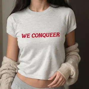 Queer Y2k Crop Top We Conqueer Pride Crop Top Femboy Clothing 90s Crop Top Retro Lesbian LGBTQ Gift Bisexual T Shirt Pride Parade Outfit