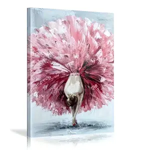 Framed Modern Ballerina Canvas Art Poster, Large Ballerina Girl Oil Painting Print, Portrait Oil Painting Apartment Stylish Room Wall Decor Print for Living Room Abstract Canvas Wall Art -Home Office Decor Poster Decoration Ornaments Artistic Photo
