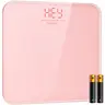 OVUTEK Unisex Smart Body Scale - Digital Weighing Scale, Highly Accurate, 400lb Capacity, Compact Durable Tempered Glass, Easy-to-Read LED Display & Weight Readings, Long Battery Life (Upgraded Batteries Included), Pink Bathroom & Personal Care Gadget