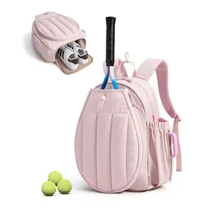 Gym Bag for Women, Tennis Backpack with Shoe Compartment & PVC Waterproof Pocket, Large 20L Pickleball Badminton Racket Bag for Court to Coffee