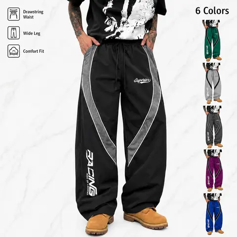 Men's Retro Loose-Fit Drawstring Straight-Cut Jogger Pants - Breathable Safe Materials, Street Style, Multifunctional Casual Pants for Dancing, Commuting, Sports