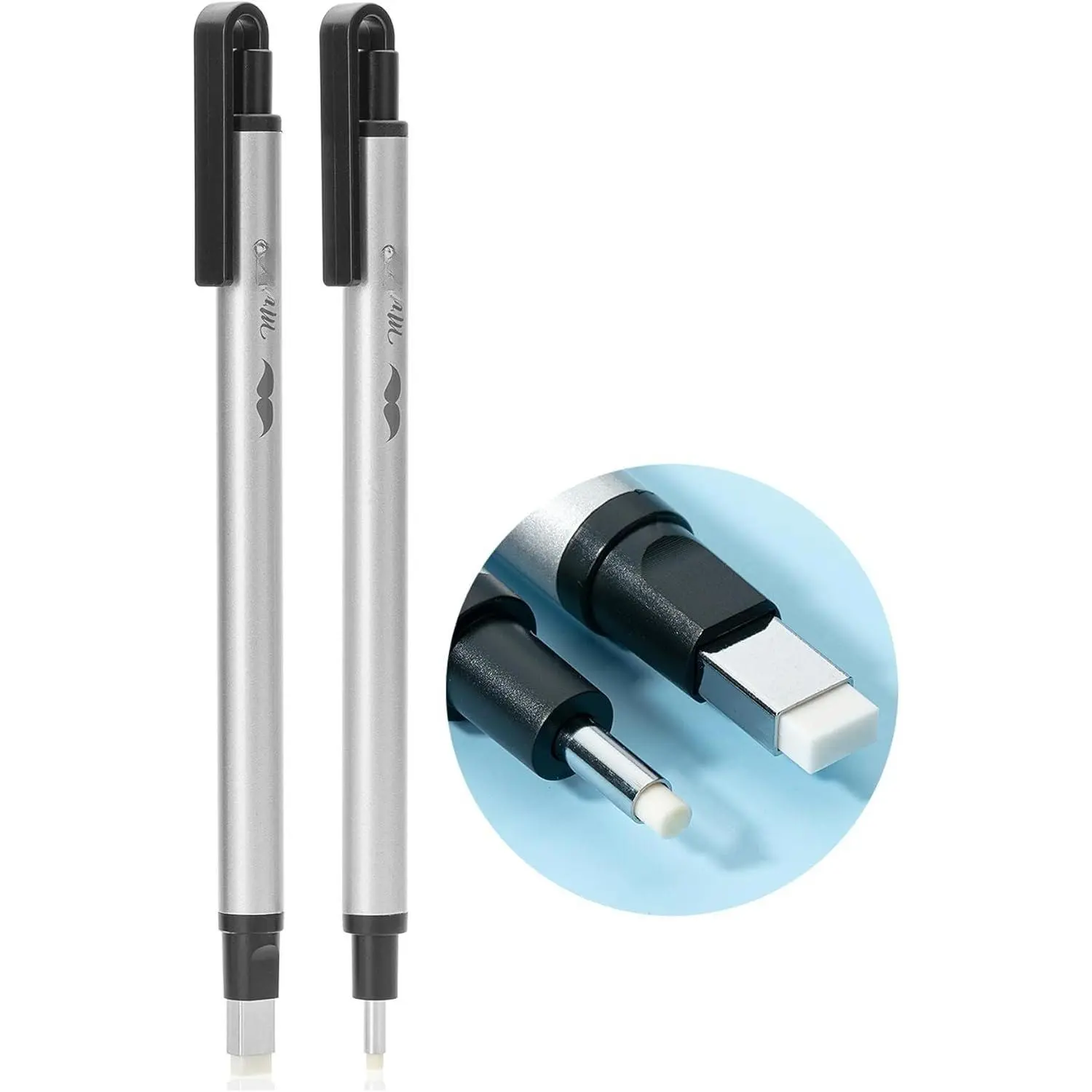 -  Style Eraser, 2 Pack, Square & Round Tip, Eraser  Eraser, cil Erasers, Eraser cil