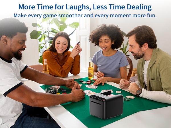 Automatic Card Dealer Machine - 4 Optional Drawing Remotes, Rechargeable for 3 Decks, 1-12 Players, Adjustable Dealing Distance, Quiet 360° & 180° Rotation, Compatible with Poker, UNO, Bridge, Blackjack & More