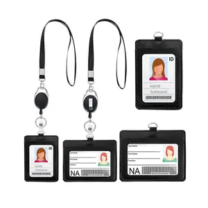 Multi-Card Holder PU Leather Card Case with Lanyard, Retractable Badge Holder, Id Badge Holder, Easy Release Buckle Design, Durable and Stylish Credit Card Organizer