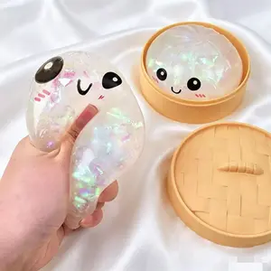 2026 New Confetti Dumpling Squishy with Steamer Box, Soft Sensory Fidget Steamed Bun Squeeze Tool for Adult Stress & Anxiety Relief