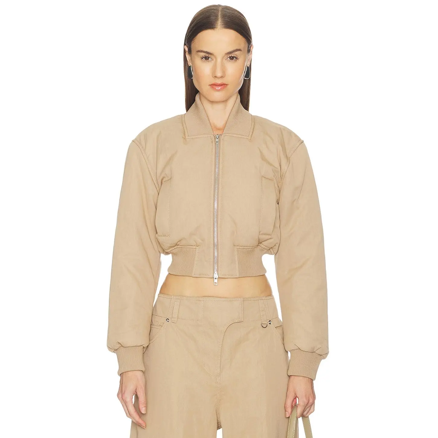 Camila Coelho Maiara Bomber Jacket in Khaki