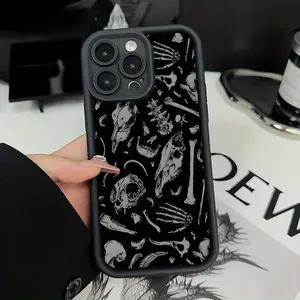 For iPhone 17 16 15 14 13 12 11 Pro ProMax Plus Mini 17Air 16E X Xs XsMax Shockproof Case with Sheep Skull Design, Offering Complete Camera Protection, Slim And Durable Silicone Phone Cover, Perfect Valentine'S Gift