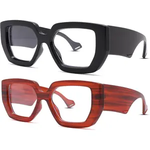 Thick Frame Blue Light Glasses for Women Men Fashion Square Computer Gaming Eyeglasses with Clear Lens