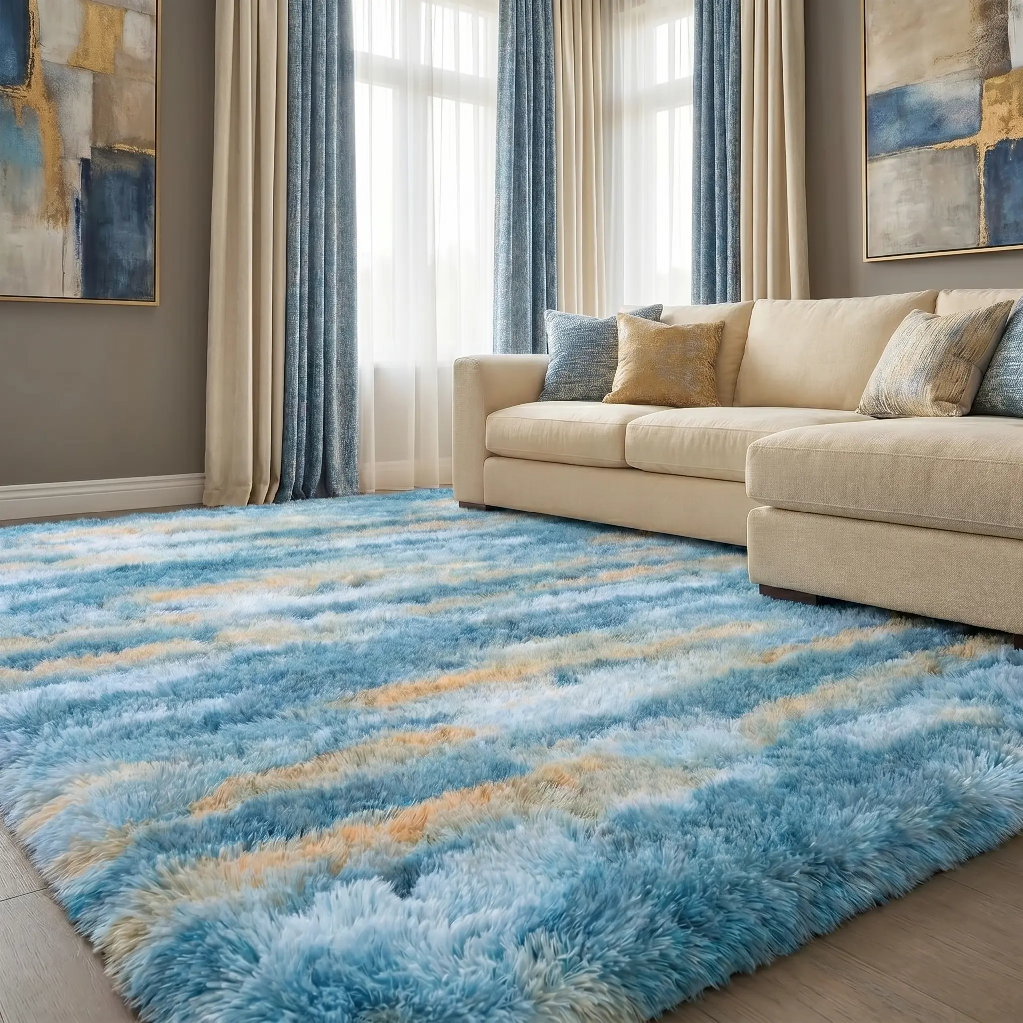 Fluffy Shaggy Area Rug Ultra Soft Carpet for Living Room Bedroom, Cozy Non-Slip Living Room Rug Home Decor