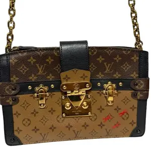 Pre-owned Louis Vuitton Coated Canvas Crossbody Bags Petite Malle Trunk