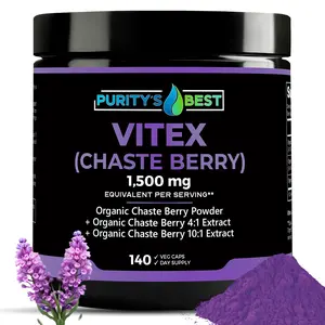 Purity’s Best VITEX (CHASTE BERRY) POWDER + 4x + 10x EXTRACT, Menopausal & Hormonal Balance Support, Fertility and Menstrual Cycle Support
