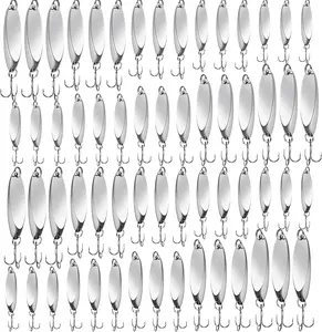 Fishing Lures Spoons Fishing Metal Saltwater Treble Trout Lures Hard Metal Spinner Baits 5 Sizes Casting Spoon Hooks for Salmon Bass in 1/5 1/4 3/8 1/2 3/4 oz
