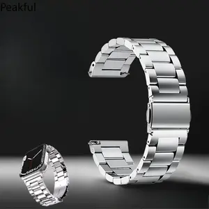 Applicable to Apple iwatch10 strap, stainless steel three-bead solid Huawei GT5 strap/GT4 Samsung watch strap