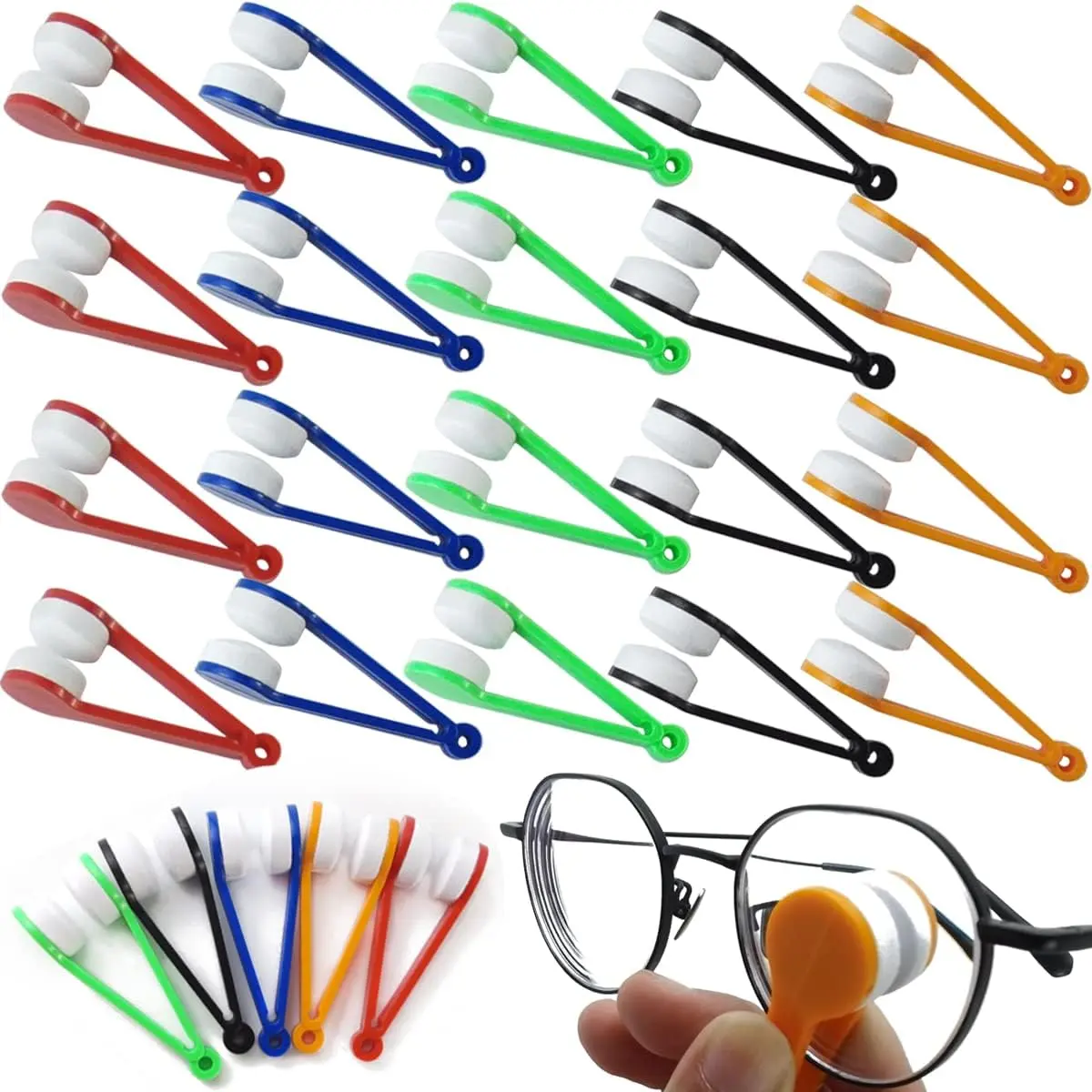 40 count Mini Sun Glasses Eyeglass Microfiber Spectacles Cleaner Brush Cleaning Tool, 5 Colors