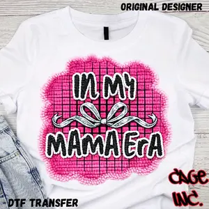 Pink crochet effect In my Mama era DTF Transfer Direct to Film Ready to Press Hot Peel Transfer for Pocket Designs Koozies Hats Quality Xtool Apparel Printer