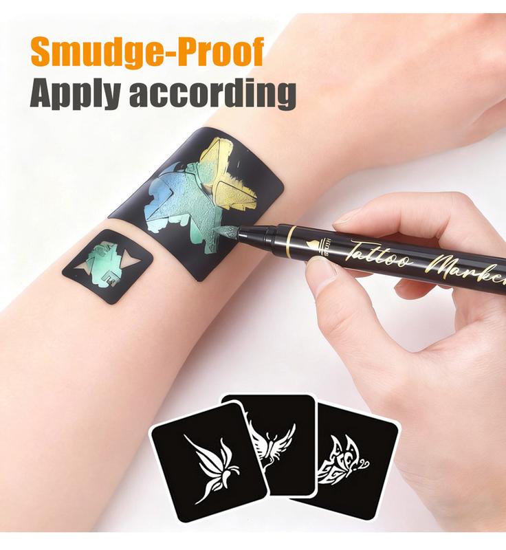 10Colors Temporary Tattoo Pens Set, Waterproof and Sweatproof Long-lasting Body Art Markers for DIY Designs, Multi-Color DIY Face, Arm & Body Art, Easy to Remove, Perfect for Parties and Festive Gifts, fake tattoos, temporary tattoos Fun Cosmetic All Ages