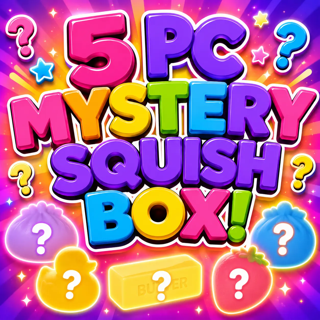 MYSTERY SQUISHY BOX (5 PEICES)