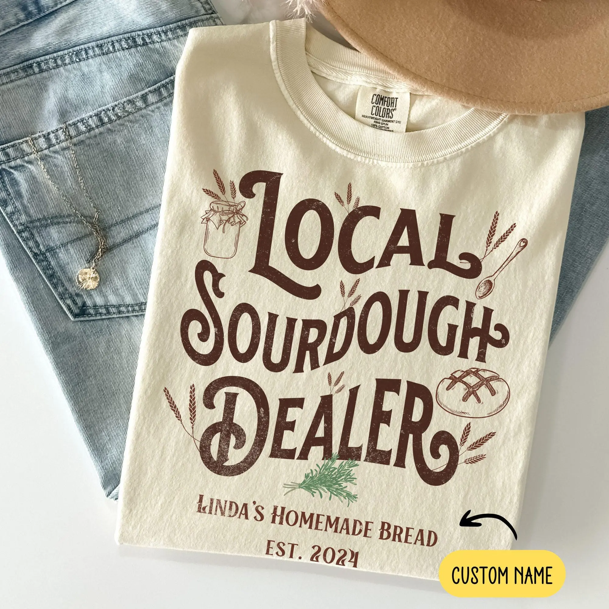 Personalized Sourdough Bread Shirt, Sourdough Gifts Baking Shirt Custom Sourdough Dealer Shirt, Bread Making Homestead Christian Breadmaking