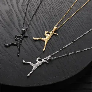 Outdoor Activities Playing Baseball Pose Necklace Trend Men's Baseball Outdoor Sports Pendant Accessories