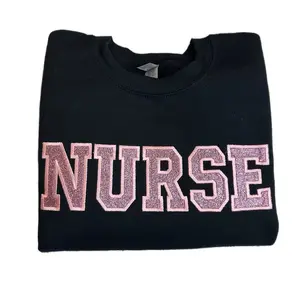 Nurse Glitter Embroidered Sweatshirt Hoodie