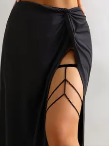 Women's Sexy Multilayer Bling Chain Linked Thigh Belt, Fashionable Body Jewelry for Party, Daily Clothing Decor, Trendy All-match & Exquisite Jewelry for Birthday Gift