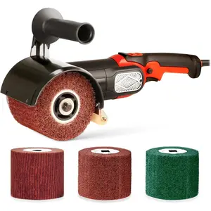Burnishing Polishing Machine,  1200W 110V Burnishing Polishing Machine Polisher/Sander Set with 4PCS Non-woven Burnishing Wheels (80# 120# 240# 360#) for Metal and Stainless Steel Polishing