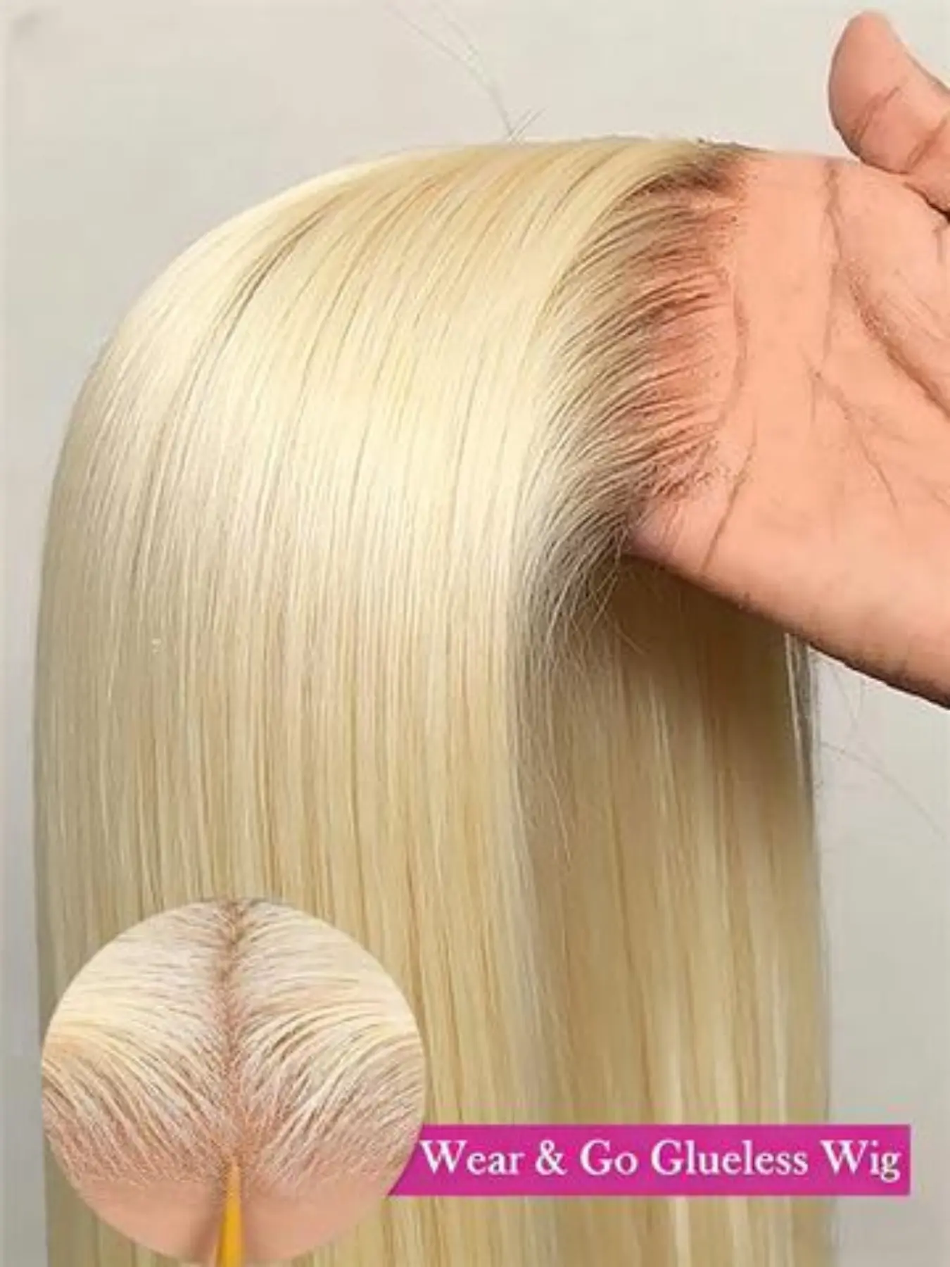 613 Blonde Color Glueless Human Hair Wig 13x4 Lace Frontal Wig for Women, Pre-Cut HD Lace Straight Hair Lace Front Wig Pre Plucked, 180% Density Wear and Go