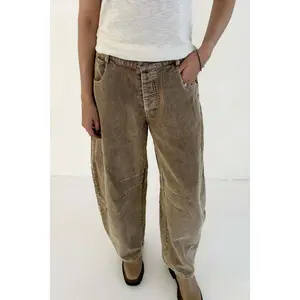 Canyon Corduroy Barrel Pants in Mocha - Soft Fabric, Button Fly, Vintage Wash, Oversized Fit, Mocha Color, Comfortable & Stylish