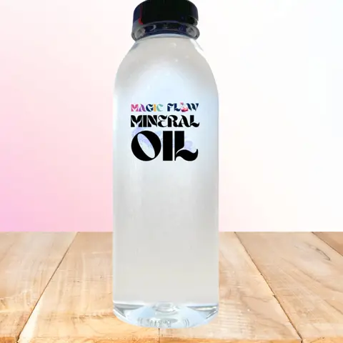 Magic Flow™ Mineral Oil Dye-Pour Crafting Solution - 2.5oz, 3 Convenient Sizes Available, 5-Drop Color Mix, Excellent Substitute for Baby Oil, Insulated Plastic Tumbler & Water Bottle Snowglobe Solution